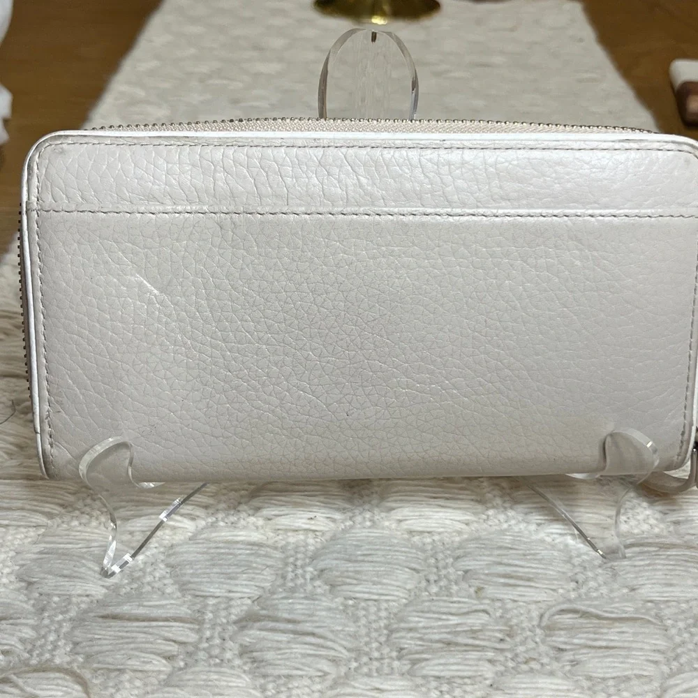 Kate Spade ♠️ Pebbled Leather Blush Pink / tan Continental Zip Around Wallet